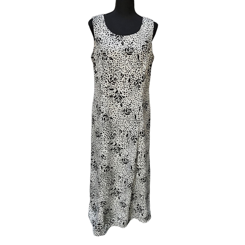 Studio I Floral Print Maxi Dress 100% Polyester Grey Black Size 10